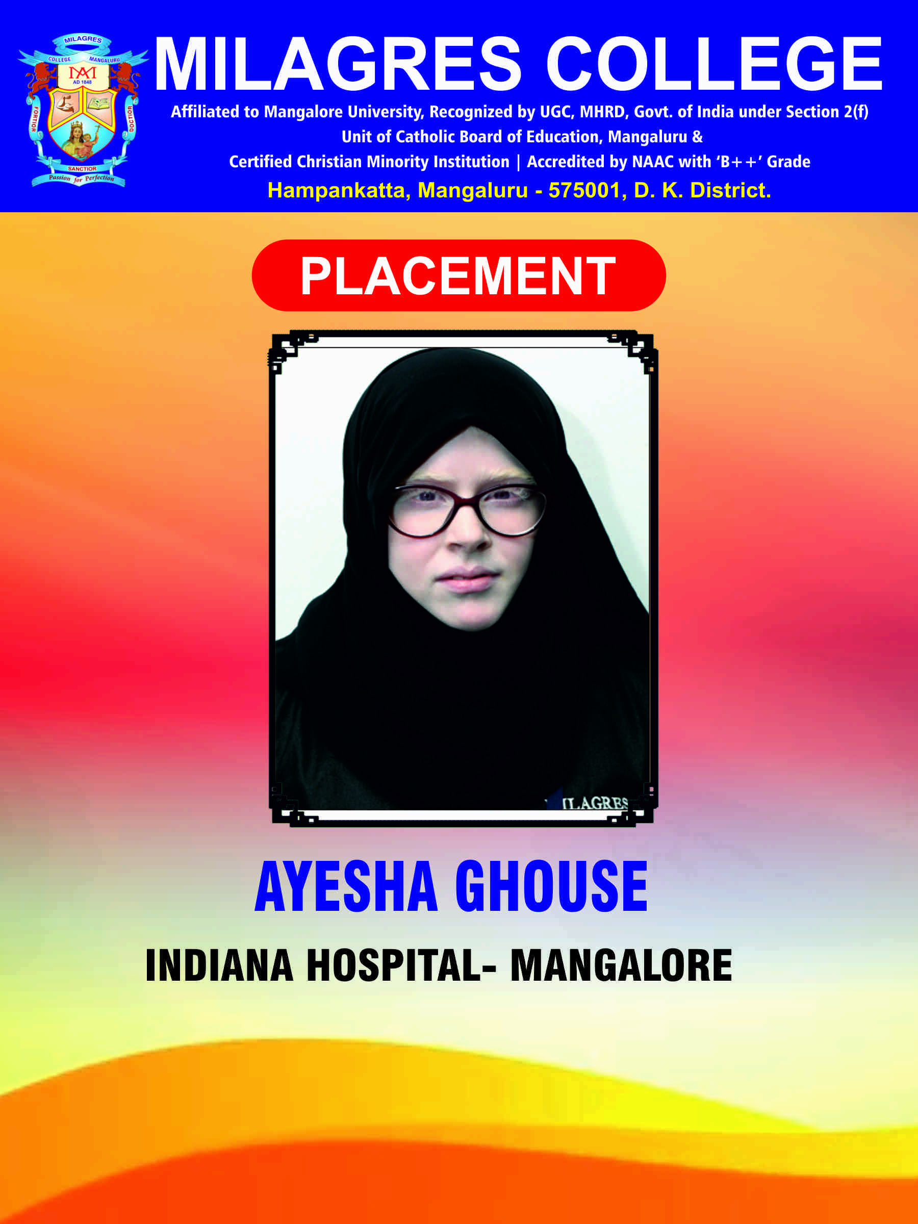 Successfully placed student